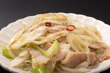 ねぎ塩豚バラ炒め