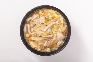 ねぎ塩豚バラ　卵あんかけ　うどん