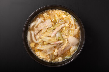 ねぎ塩豚バラ　卵あんかけ　うどん