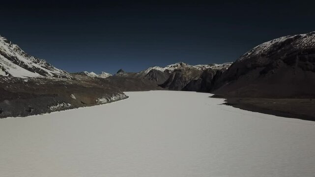 Aerial view of the highest lake in the world, Tilicho Lake, Annapurna, Himalayas, Nepal
