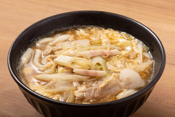 ねぎ塩豚バラ　卵あんかけ　うどん