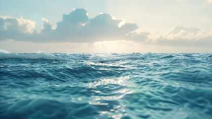 Obraz premium Serene Blurred Ocean Vista with Soft Waves and Vast Horizon for Peaceful Relaxation