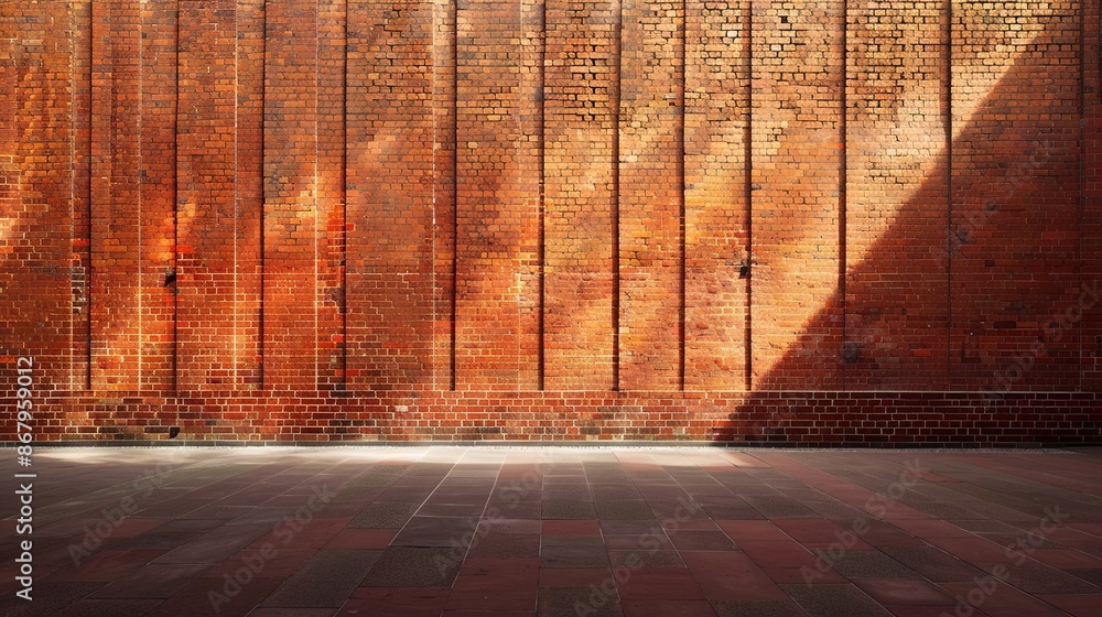 Aufkleber minimalist red brick wall background with even lighting and empty spaces