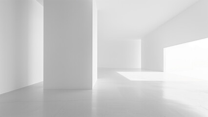 Monochromatic Minimalism: A Corner View of an Empty White Room