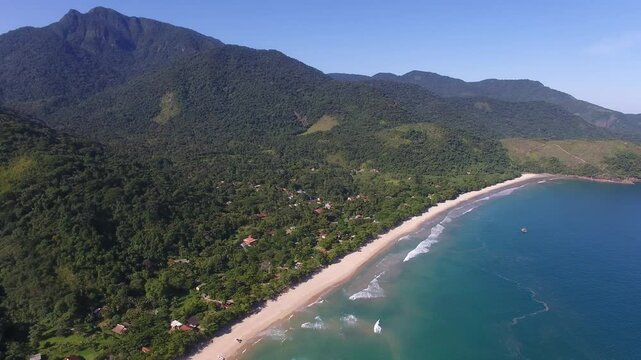 Aerial view of Sono Beach, Vila de Trindade - Paraty, Rio de Janeiro, Brazil