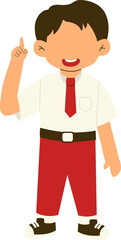 Fototapeta premium Indonesian elementary student raising hand