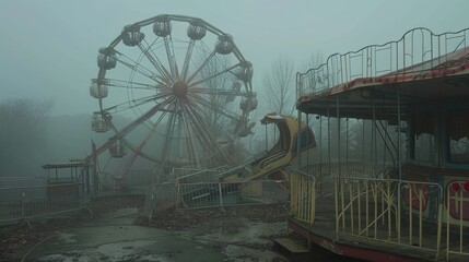 Creepy Abandoned Carnival: Haunting Scenes of Dilapidated Rides and Silent Decay