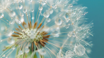 Morning Majesty: Delicate Dandelion Petals Adorned with Dewdrops