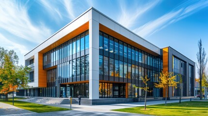 Fototapeta premium Modern Office Building with Glass Facade