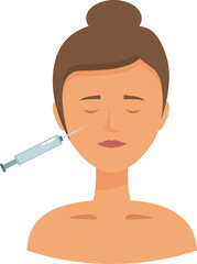 Doctor is injecting a substance into a woman's face to reduce wrinkles