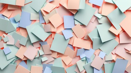 Pastel Geometric Abstraction: Randomly Scattered Shapes in Soft Hues