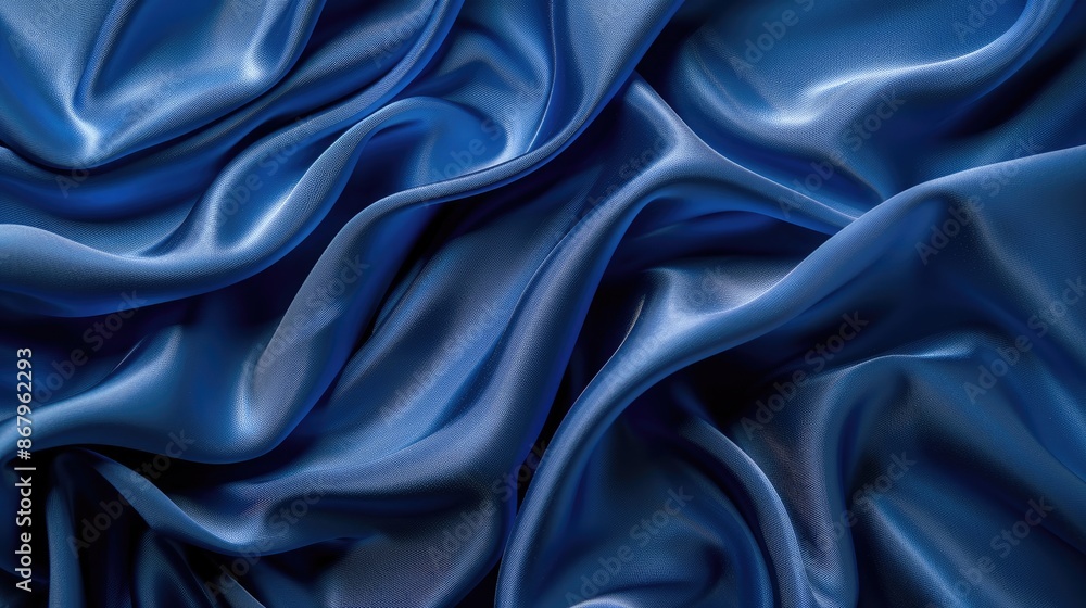 Aufkleber blue wave style background with polyester fabric in copy space