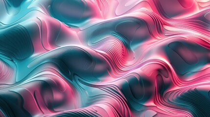 Obraz premium Vibrant Intersecting Wavy Lines in Pink and Cyan Background