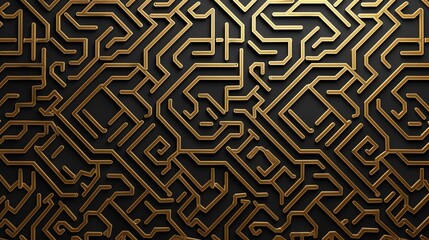 Intricate Geometric Maze Pattern with Interlocking Pathways