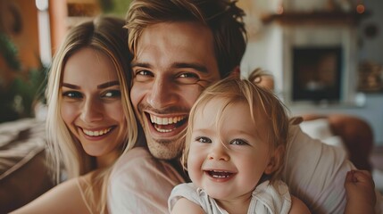 A Happy Family Portrait: Joy and Laughter in a Cozy Home
