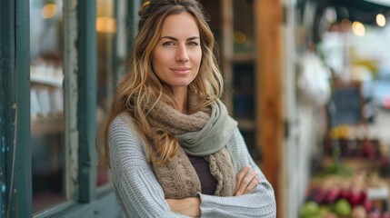 Fototapeta premium Portrait of a Young Woman in a Scarf