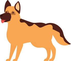 Illustration of a german shepherd dog standing with its tongue out