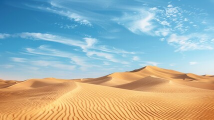 Desert landscape with sand dunes and a clear blue sky