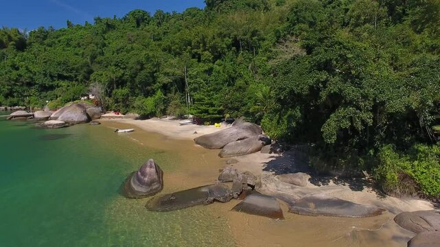 Aerial view of Saco da Velha Beach - Paraty, Rio de Janeiro, Brazil