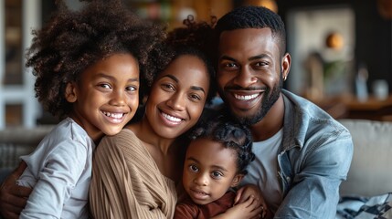 Smiling African American Family Portrait