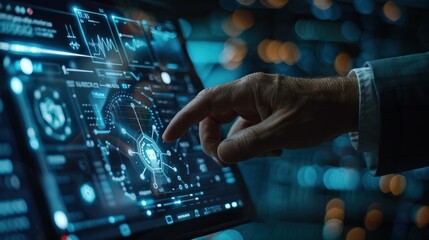 Hand Interacting with Futuristic Interface