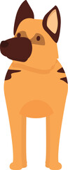 Illustration of a german shepherd dog standing on white background looking away
