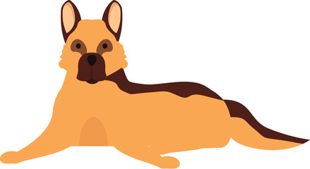 Simple illustration of a german shepherd lying down resting looking forward