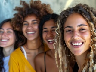 Fototapeta premium Group of Happy Young Women Smiling â€“ Friendship and Diversity Celebration