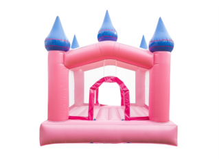 pink castle bounce house, Princess bouncy house, Girl Birthday Party Jumper, isolated