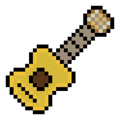 Fototapeta premium Acoustic guitar in pixel art style
