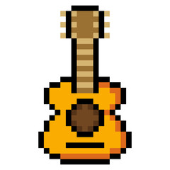Acoustic guitar in pixel art style