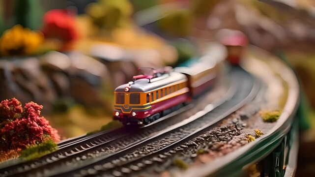 Miniature Train on Detailed Model Railroad with Ai generated.

