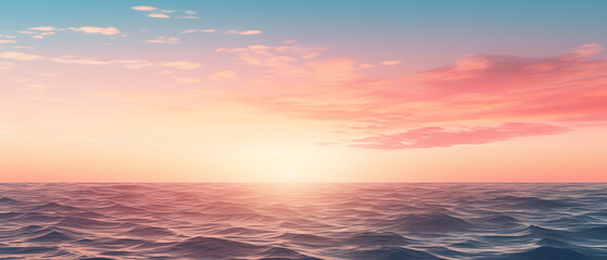 Fototapeta premium Serene Sunset Over Ocean Waves With Pink Sky