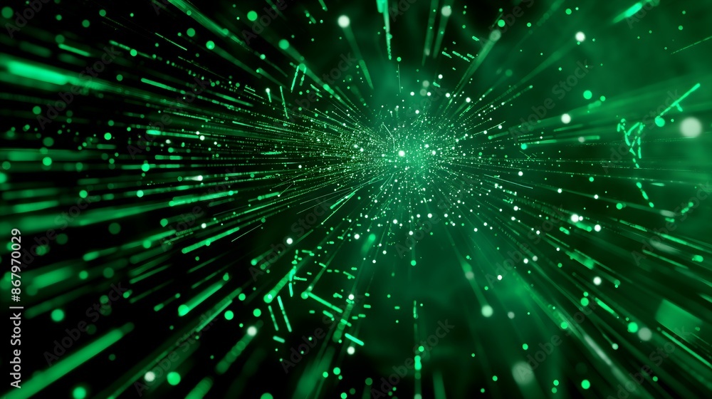 Poster a green line with a lot of dots on it. the line is very long and it looks like it is moving.ai gener