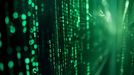 A green screen with a bunch of numbers and letters. Concept of complexity and order, as the numbers and letters are arranged in a precise and organized manner. AI generated. A green screen with number