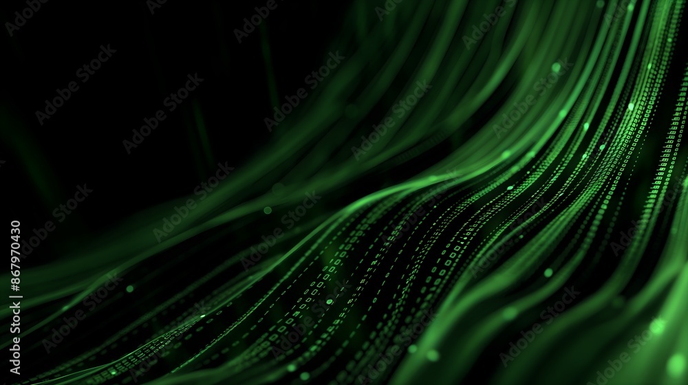 Poster a green line with a lot of dots on it. the line is very long and it looks like it is moving.ai gener