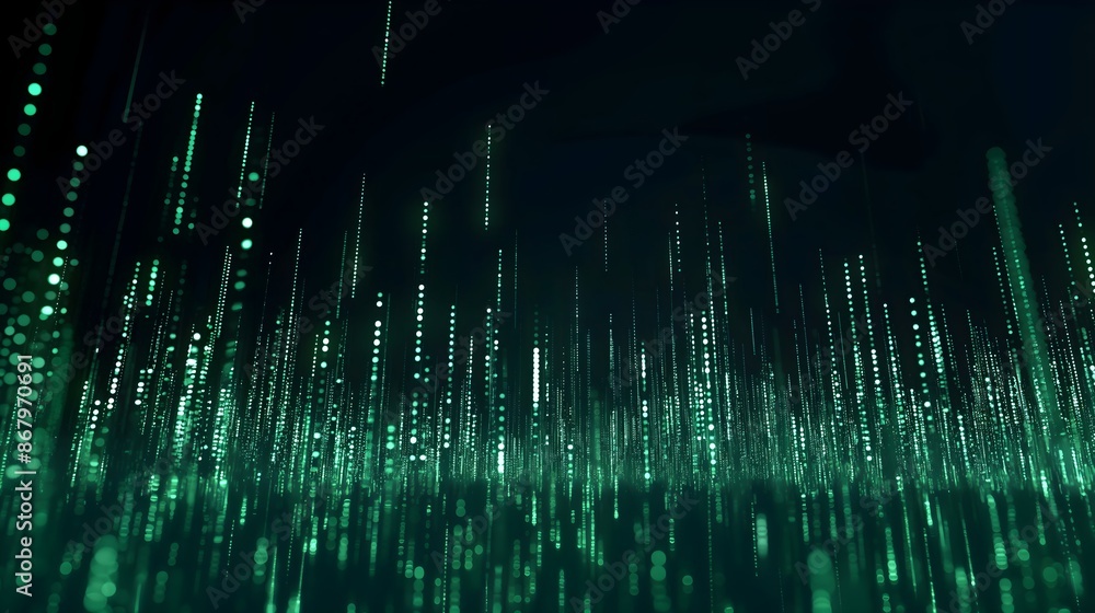 Aufkleber a green line with a lot of dots on it. the line is very long and it looks like it is moving.ai gener