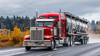 American Truck on the road, transportation concept