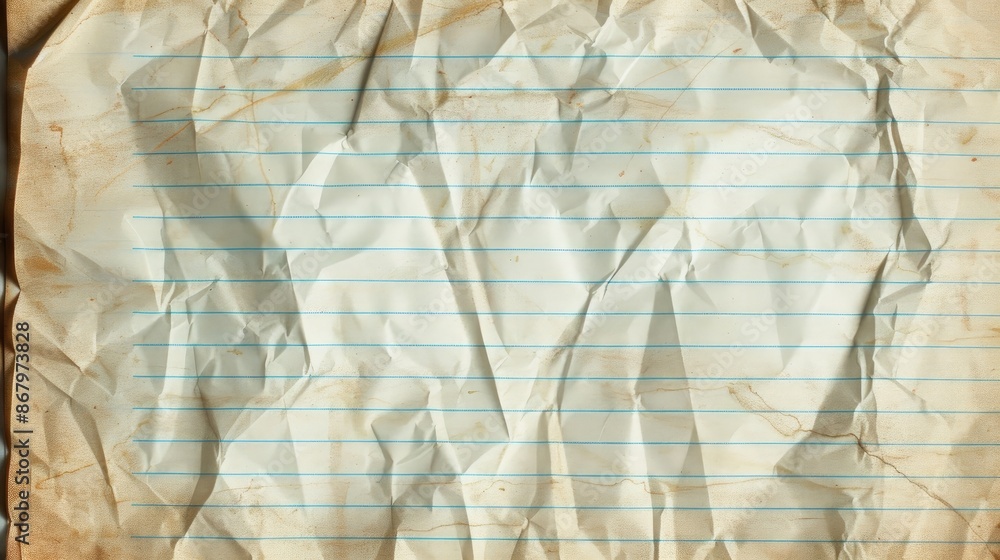 Poster texture background of crumpled lined notebook paper