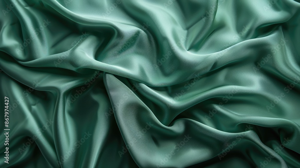 Poster abstract empty template with a green fabric texture