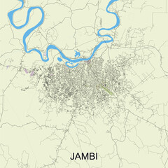 Jambi, Indonesia map poster art