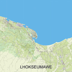 Fototapeta premium Lhokseumawe, Indonesia map poster art
