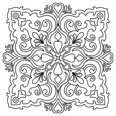 black mandala lines For easy coloring Black lines on white background, abstract elements