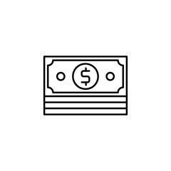 A stack of cash money or dollar bills line vector icon for financial,simple design icon illustration,suitable for use in web design and mobile applications, logo illustration. Symbol, pixel graphic.