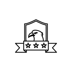 Eagle with USA shield,coat of arms of America,simple design icon logo illustration,suitable for use in web design and mobile applications, logo illustration. Symbol, pixel graphic.