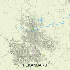 Pekanbaru, Indonesia map poster art