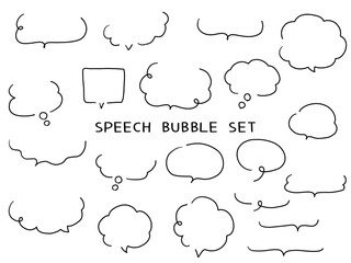 手描きの吹き出しのベクターイラストセット　手書き　ふきだし　おしゃれ　シンプル