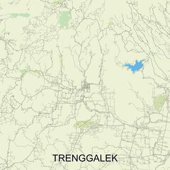 Obraz premium Trenggalek, Indonesia map poster art
