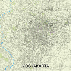 Yogyakarta, Indonesia map poster art