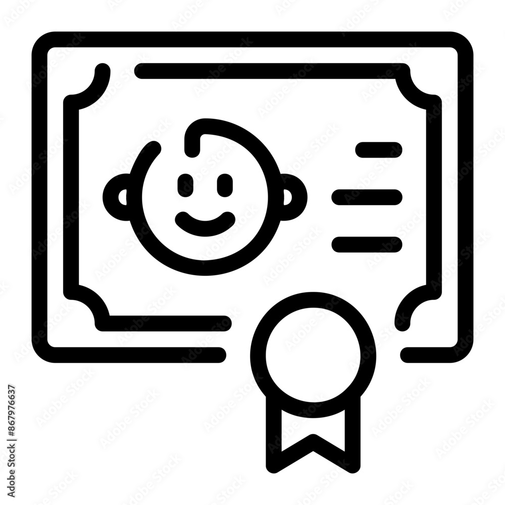 Wall mural certificate line icon